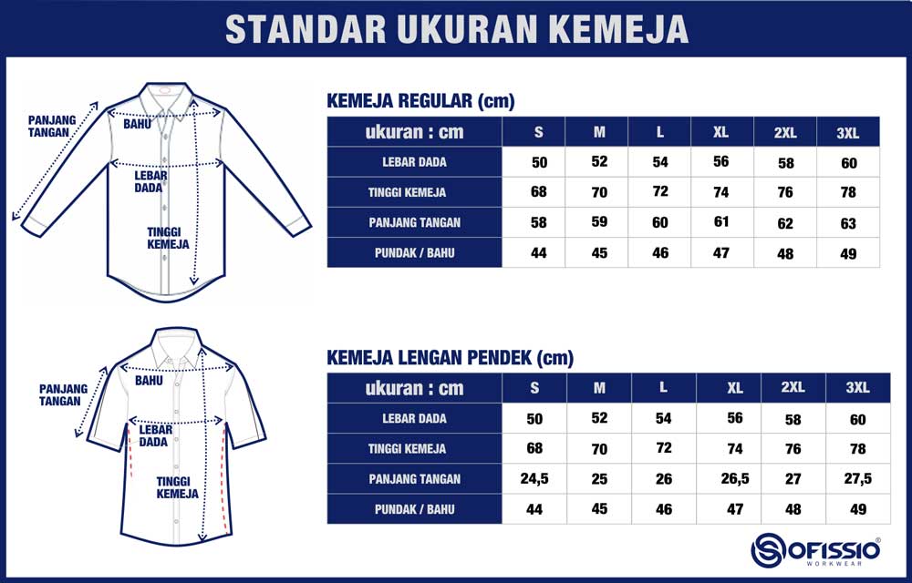 standar ukuran kemeja pria