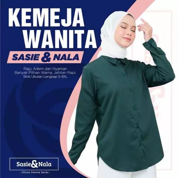 baner kemeja kerja wanita ofissio toped